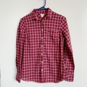 J. Crew red & pink gingham button down in XS